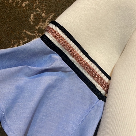 Moelleux white scuba top with denim ruffle - Picture 2 of 2